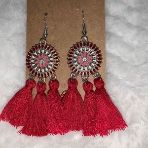 Red Tassel Earrings